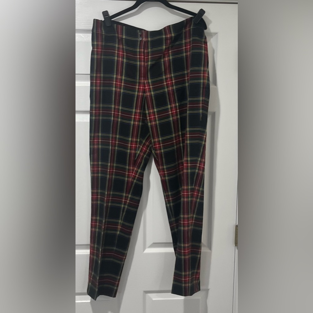 Long Tall Sally Women’s Plaid Skinny Ankle Pants - Black, Red, and Yellow